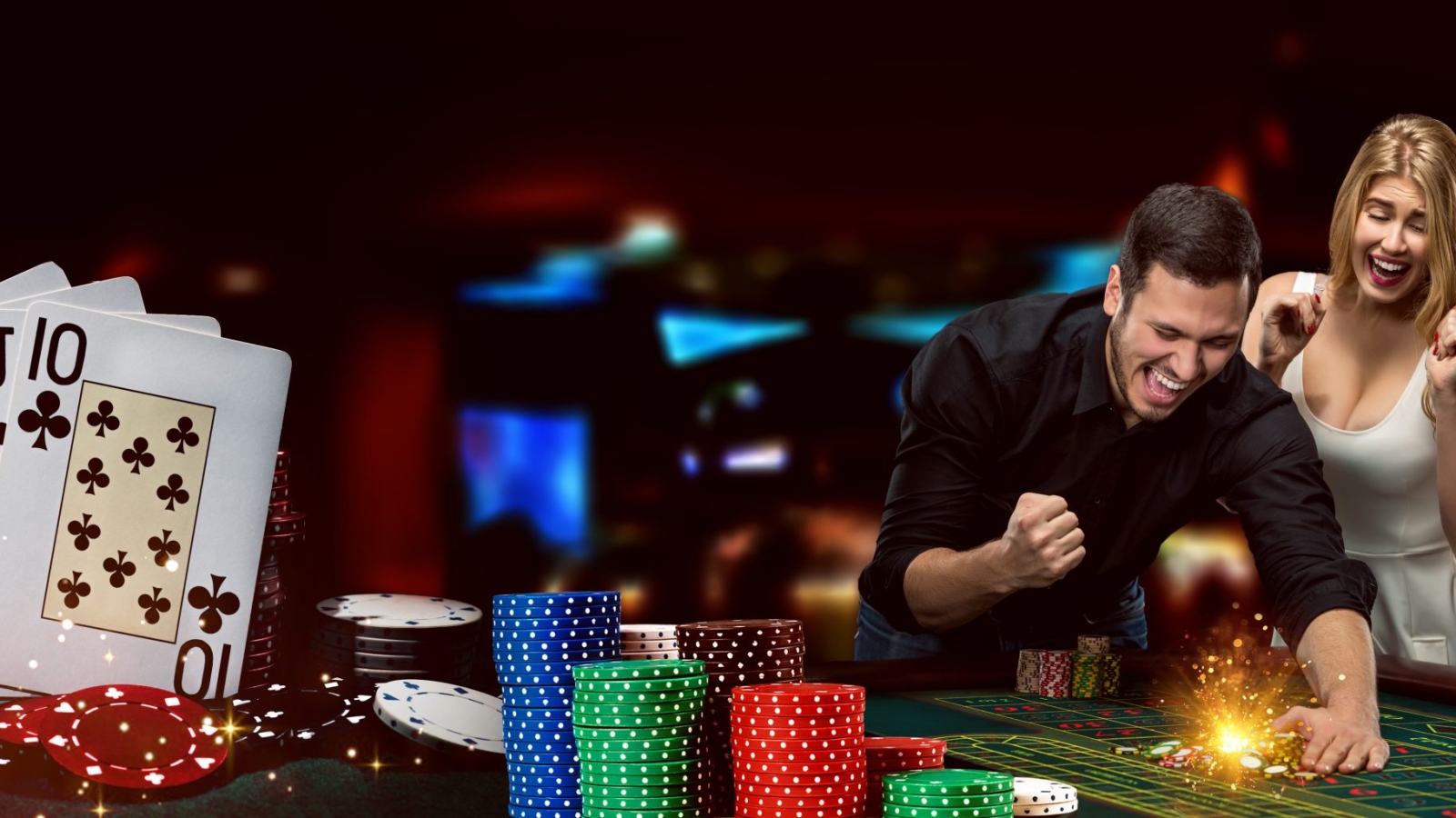 young-excited-man-woman-are-happy-about-their-win-they-are-posing-while-standing-playing-table-against-colorful-background-winning-combination-poker-stacks-chips-gambling-casino